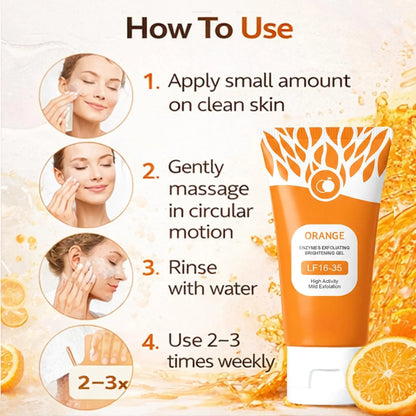 Orange Brightening Exfoliating Gel – Deep Cleansing Face Peeling Gel for Dead Skin Removal & Instant Glow – Smooth Radiant Skin